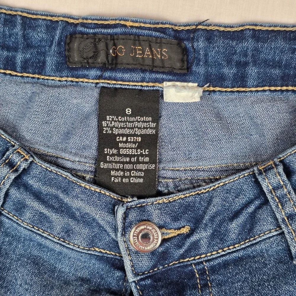 GG Jeans Embroidered Butterfly Cropped Jeans Womens 8 Blue Denim Cotton